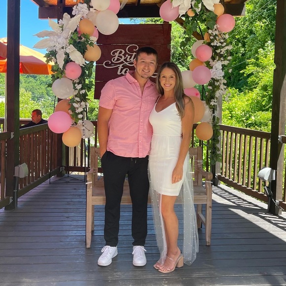 White Mini Dress with Pearl Overlay Lulu’s size Small - Picture 8 of 10